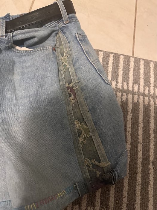 Scrap denim panel added to the side