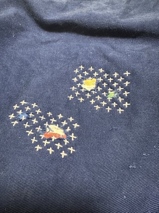 Sashiko stitching over a small hole